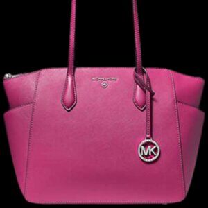 Marilyn Medium Saffiano Leather Tote Bag Dark Raspberry